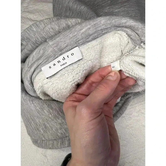Sandro Paris Just Love U Hoodie Grey Size 2 - Picture 12 of 12
